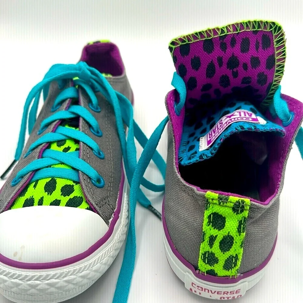 Converse Shoes Chuck Taylor All Star Low Top Sneaker Foldover Leopard Print Sz 3